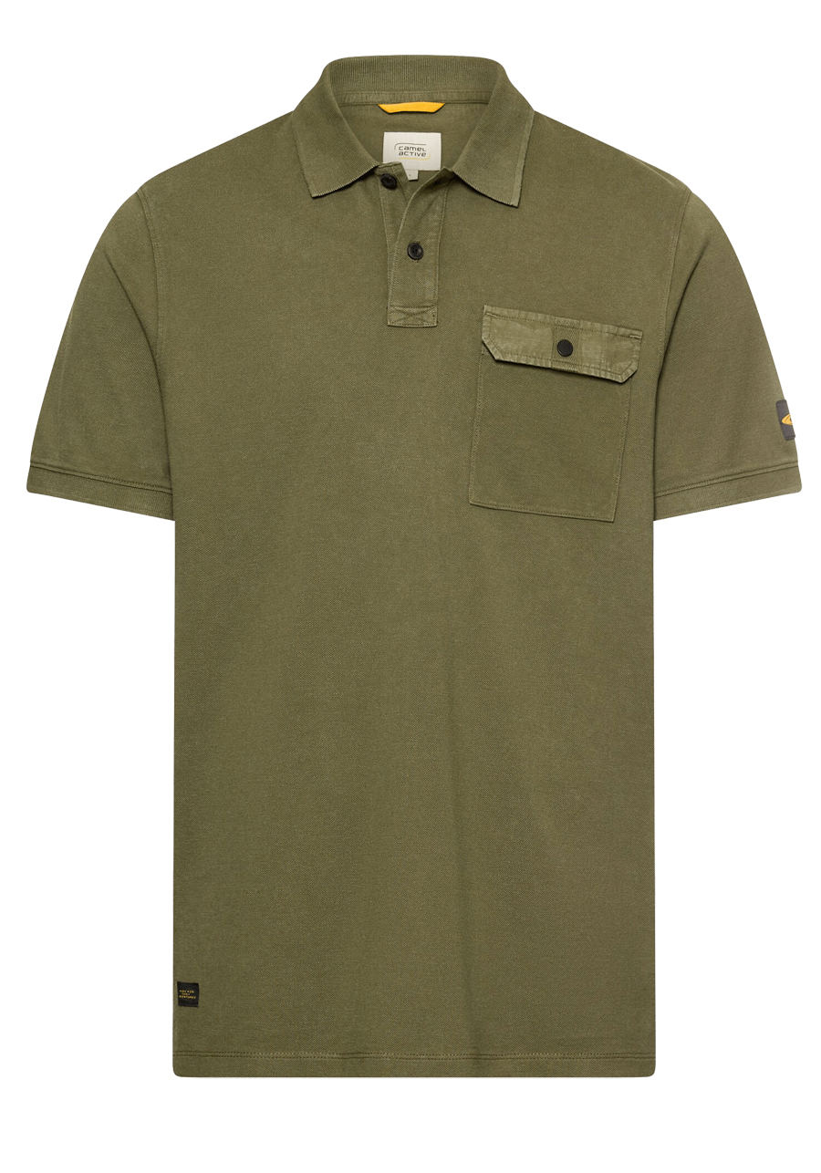 Produktbild f�r 'CAMEL ACTIVE Polo Halbarm gekn�pfter Polokragen Pique oliv'