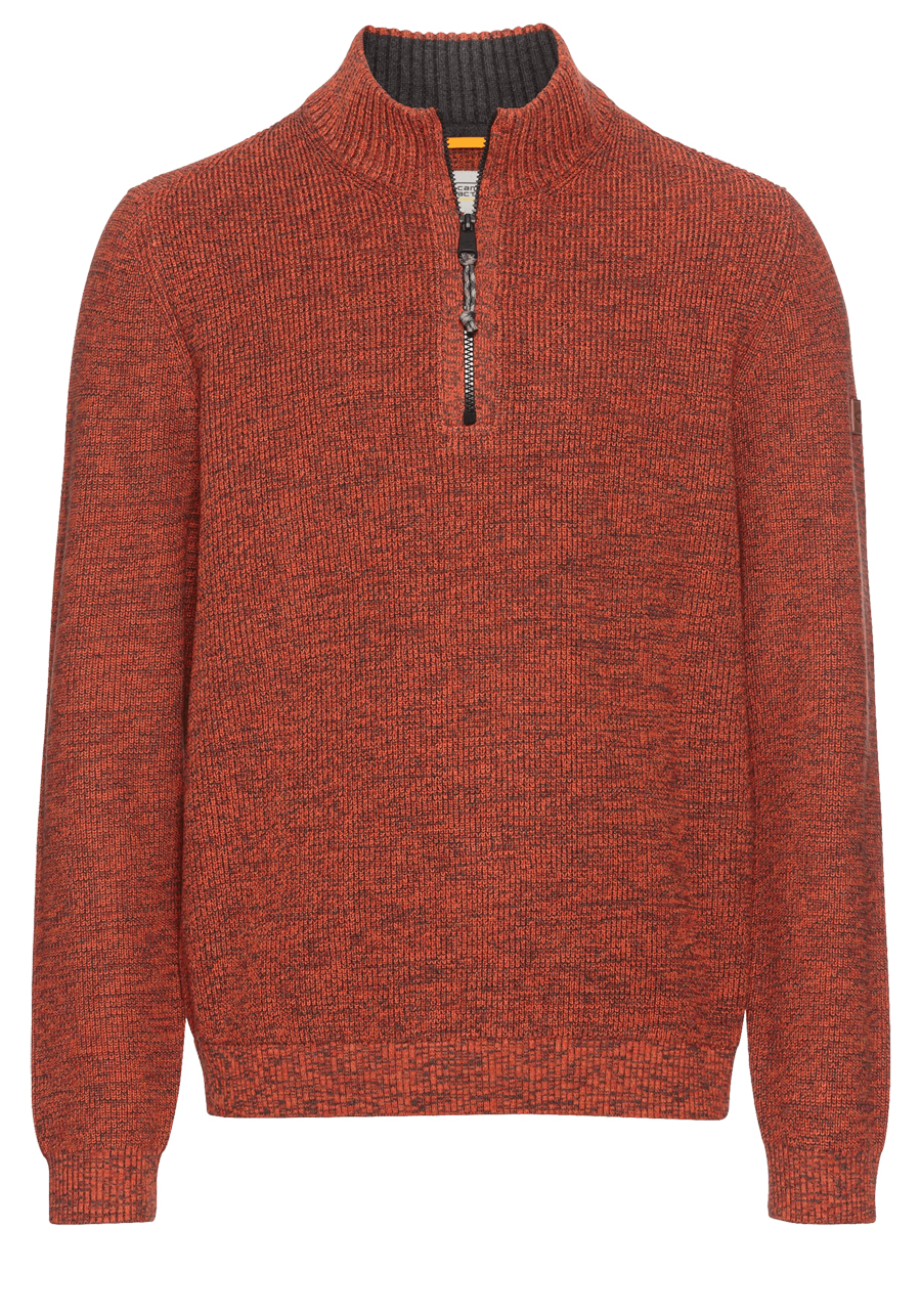 Produktbild f�r 'CAMEL ACTIVE Troyer Langarm Rei�verschluss Strick Muster orange'