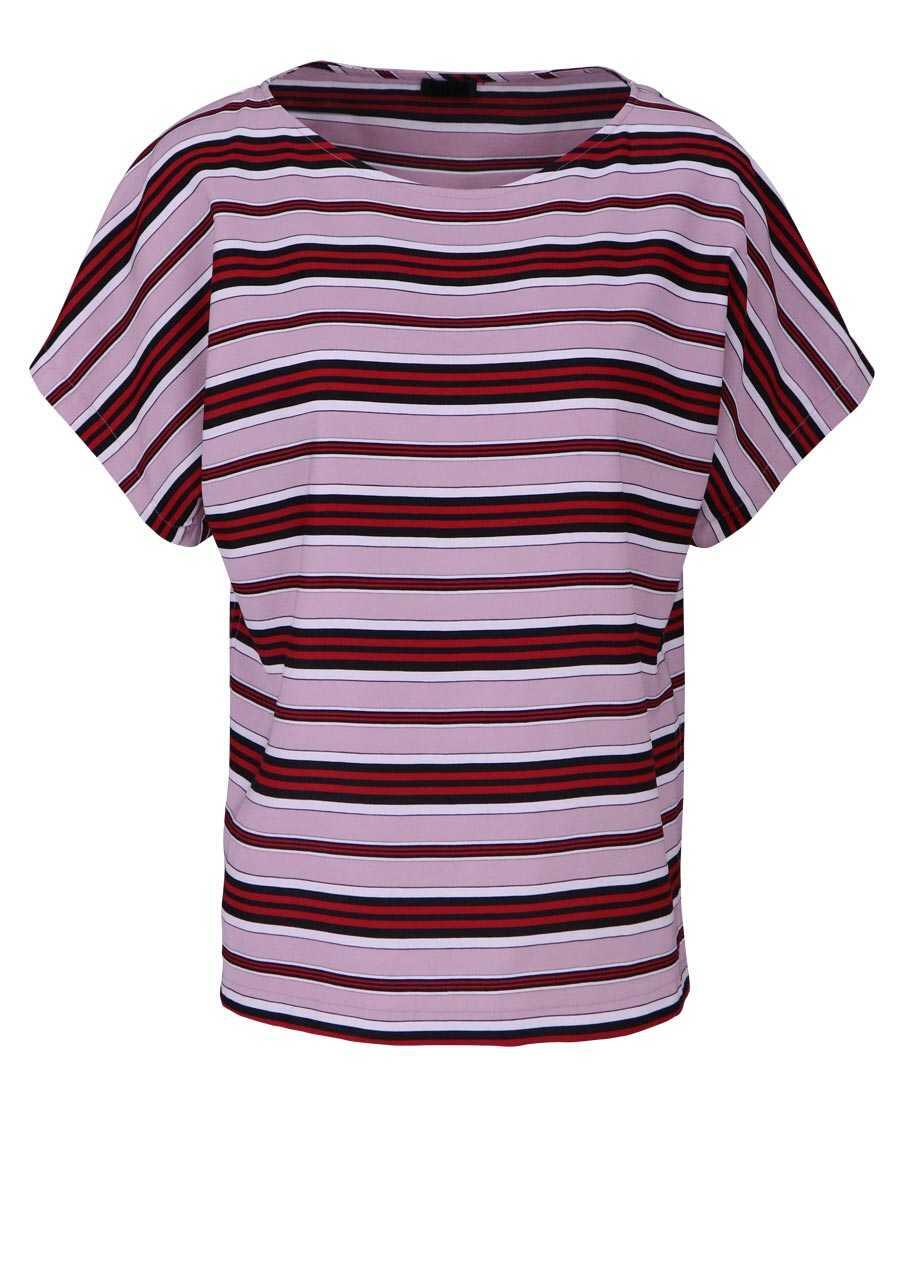 Produktbild fr 'DRYKORN Kurzarm Shirt SOMIA Rundhals Loose Fit Ringel rot/rosa/schwarz'