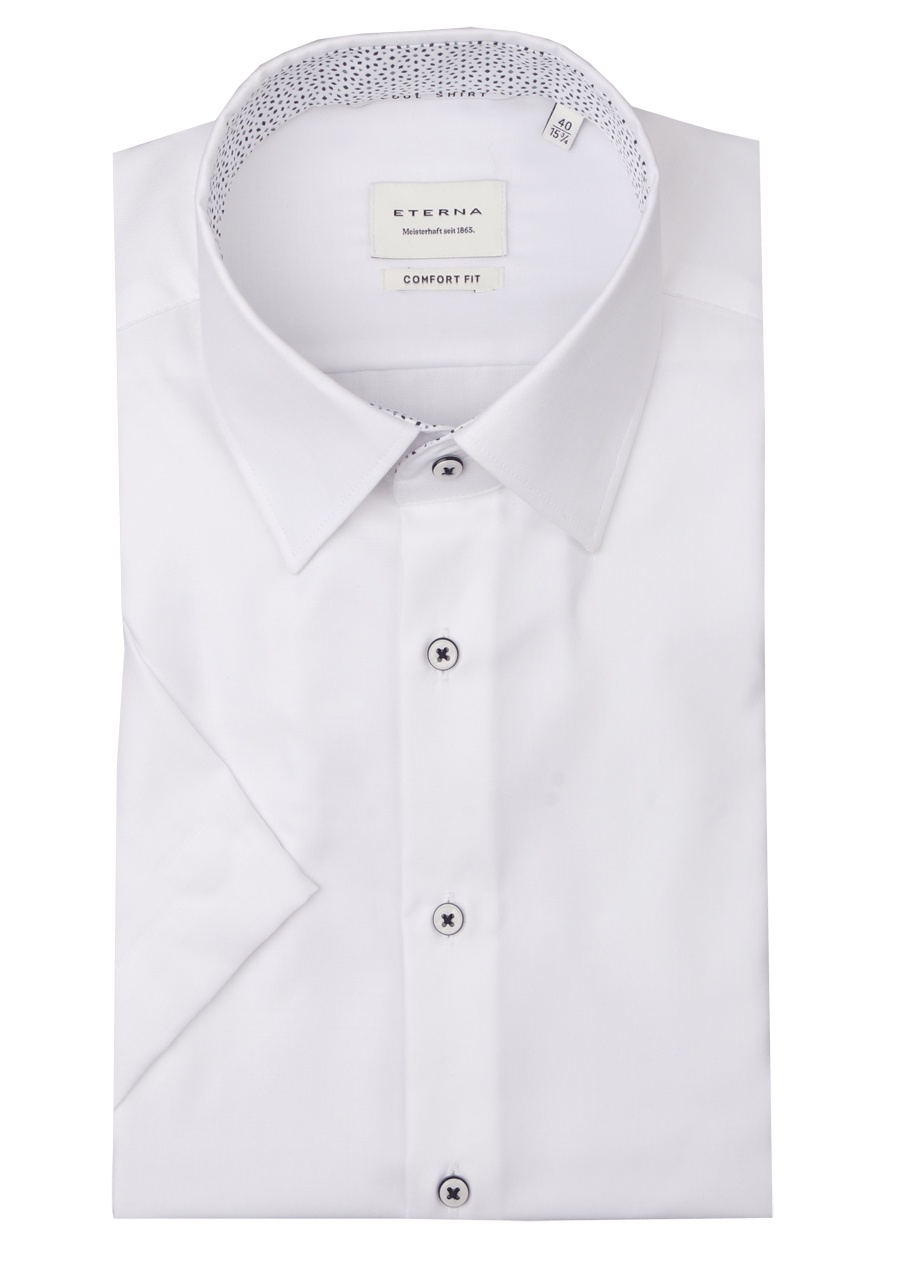 Produktbild fr 'ETERNA Comfort Fit Hemd Halbarm New Kent Kragen Twill wei'