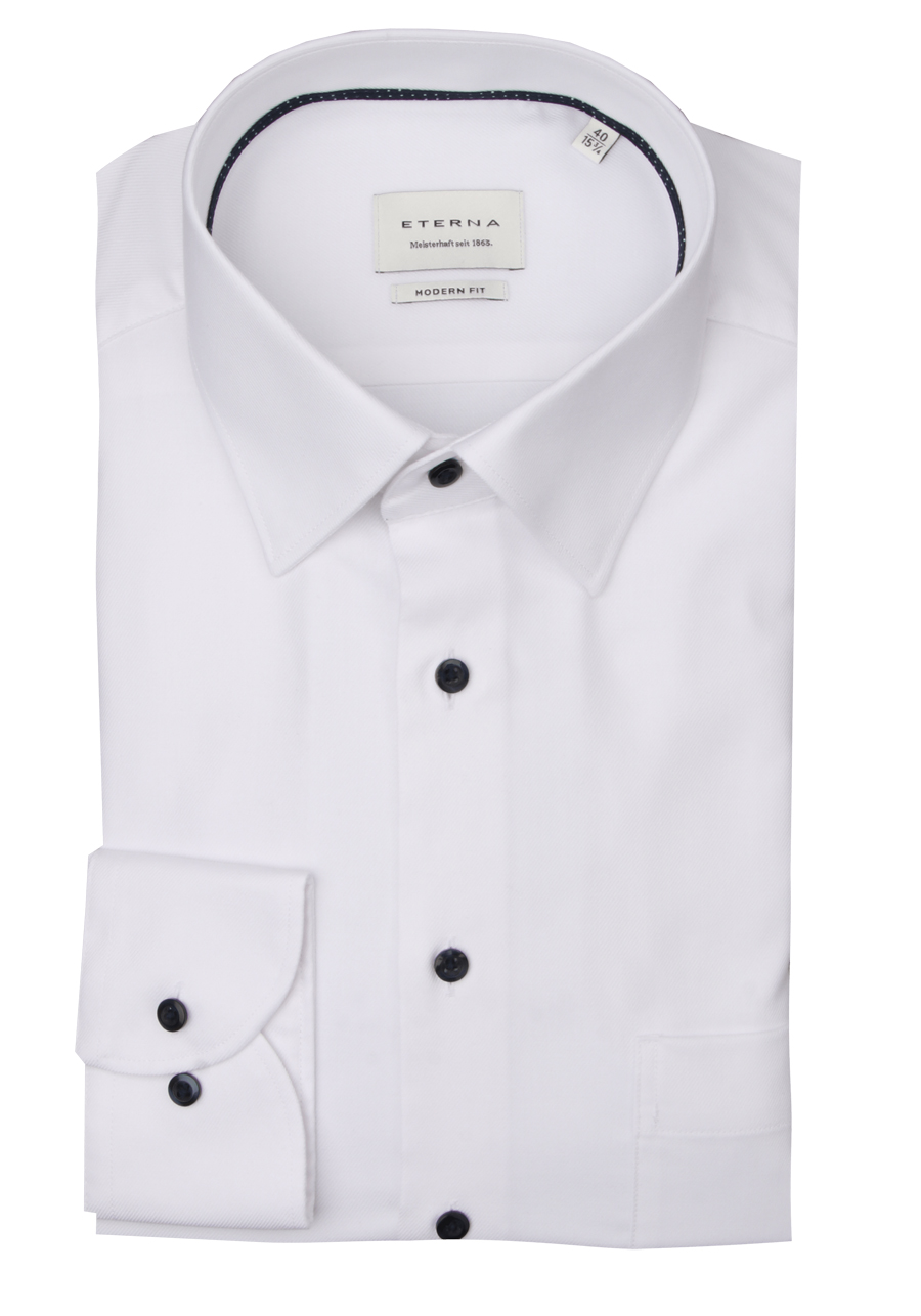 Produktbild fr 'ETERNA Modern Fit Hemd extra langer Arm New Kent Kragen Twill wei'