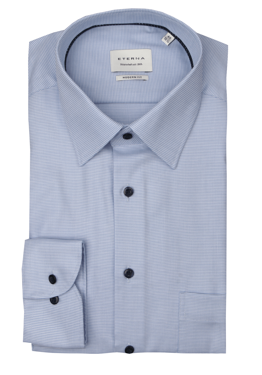 Produktbild fr 'ETERNA Modern Fit Hemd extra langer Arm New Kent Kragen Dobby hellblau'