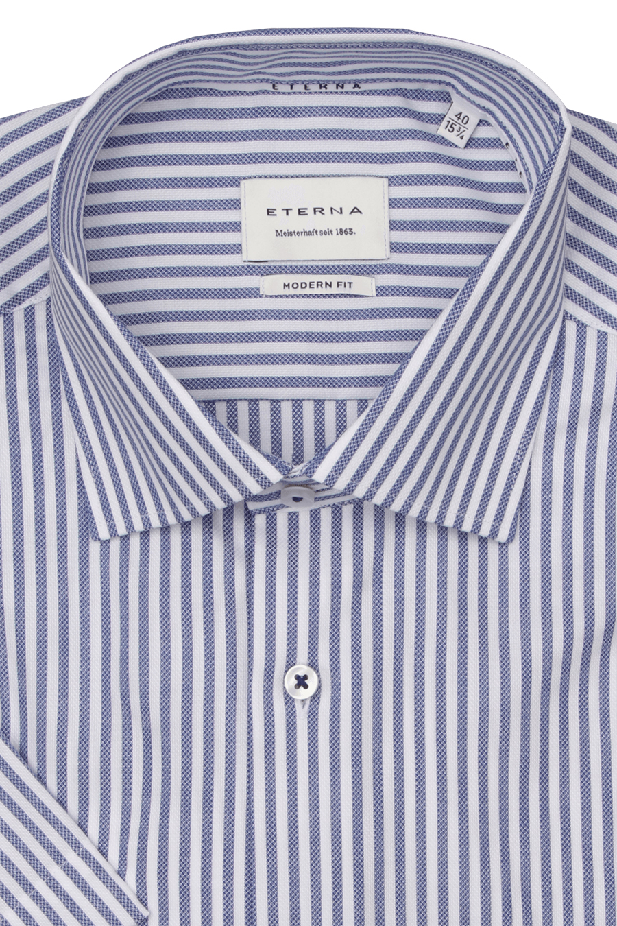 Produktbild fr 'ETERNA Modern Fit Hemd Halbarm New Kent Kragen Fil a Fil Streifen blau'