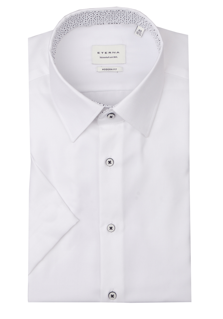 Produktbild fr 'ETERNA Modern Fit Hemd Halbarm New Kent Kragen Twill wei'