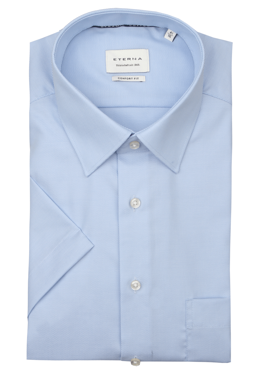 Produktbild f�r 'ETERNA Comfort Fit Dynamic Cotton Hemd Halbarm New Kent Kragen Natte hellblau'