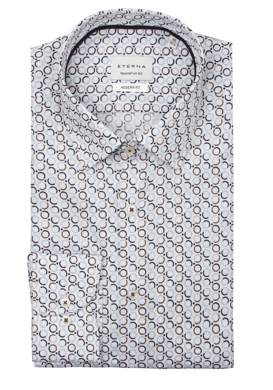 Produktbild f�r 'ETERNA Modern Fit Hemd super langer Arm New Kent Kragen Twill Muster blau'