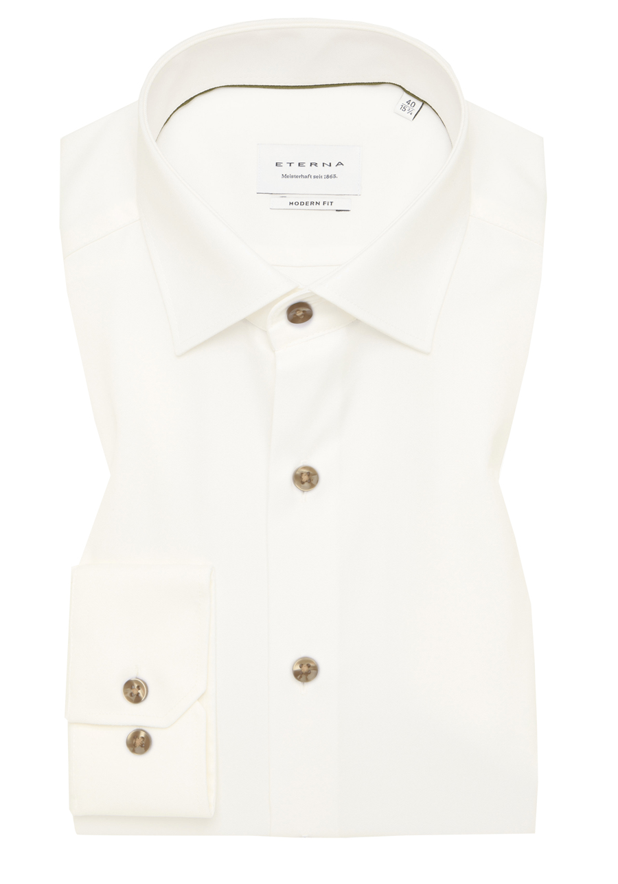Produktbild f�r 'ETERNA Modern Fit Cover Hemd Langarm New Kent Kragen Feintwill ecru'