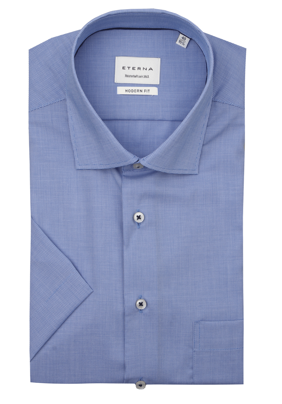 Produktbild f�r 'ETERNA Modern Fit Dynamic Cotton Hemd Halbarm New Kent Kragen Natte mittelblau'