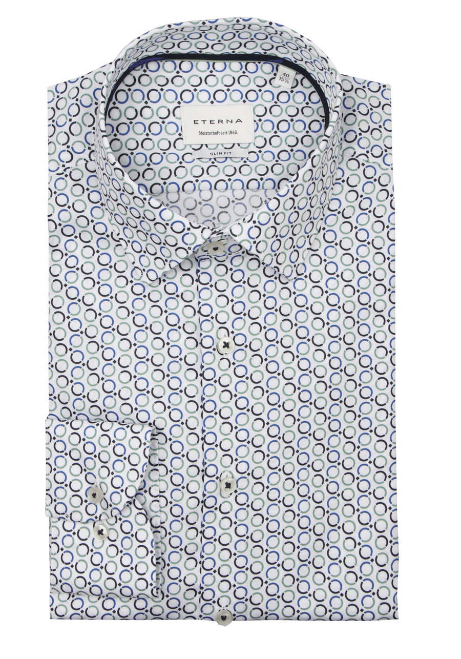 Produktbild f�r 'ETERNA Slim Fit Hemd extra langer Arm New Kent Kragen Twill Muster blau'