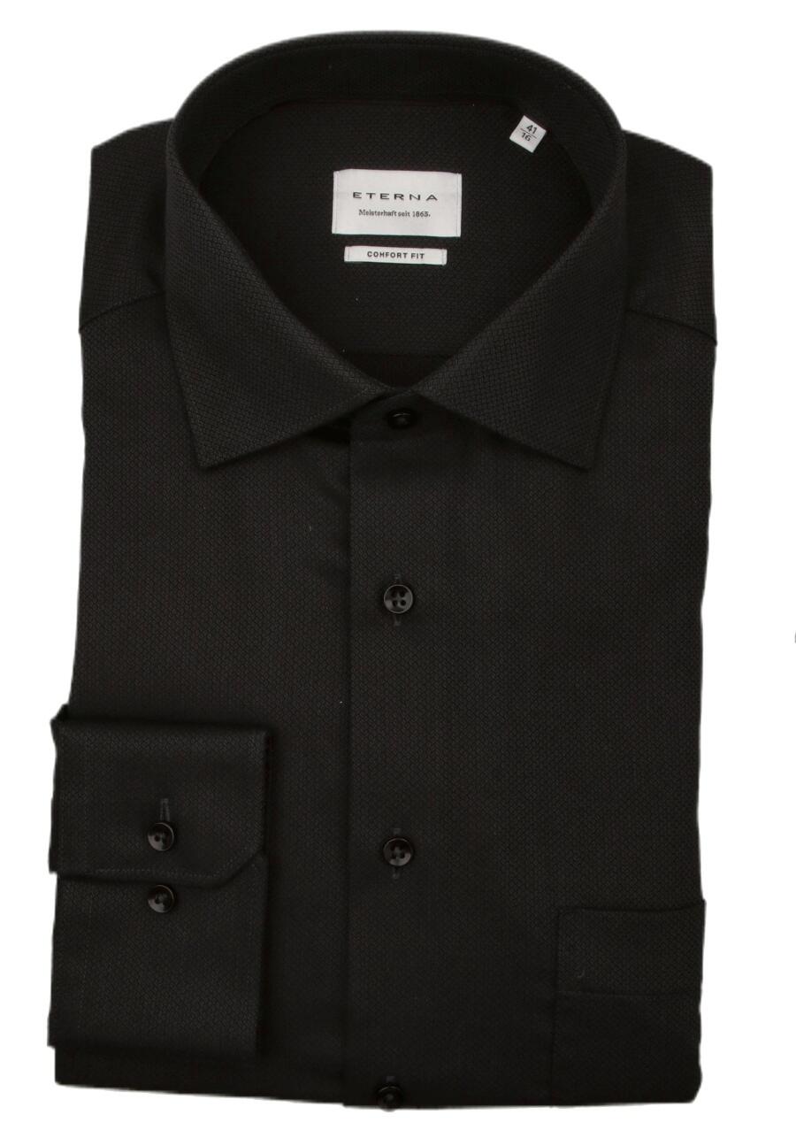 Produktbild fr 'ETERNA Comfort Fit Hemd Langarm Haifischkragen Muster schwarz'