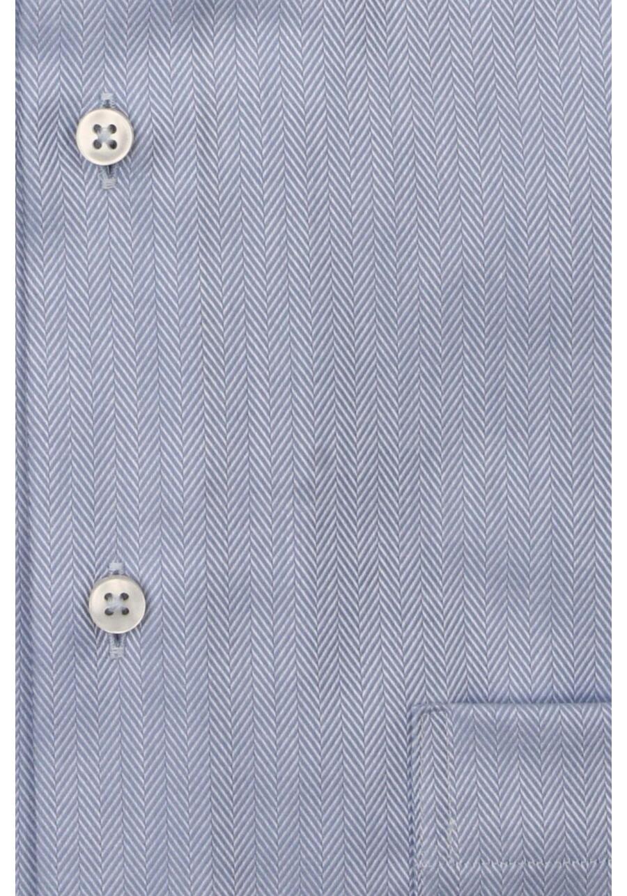 Produktbild fr 'ETERNA Comfort Fit Hemd super langer Arm New Kent Kragen Fischgrat hellblau'