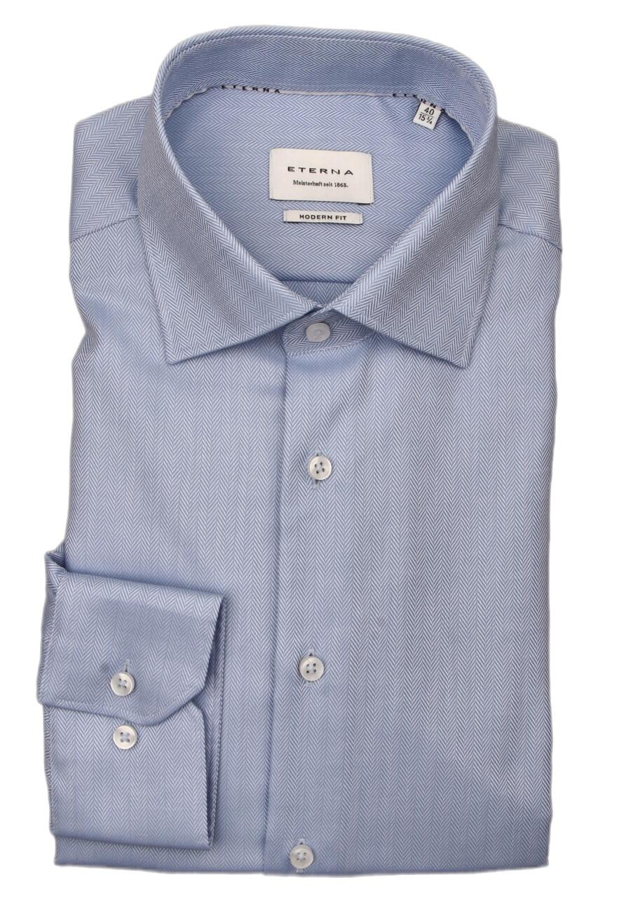 Produktbild fr 'ETERNA Modern Fit Hemd Langarm New Kent Kragen Fischgrat hellblau'