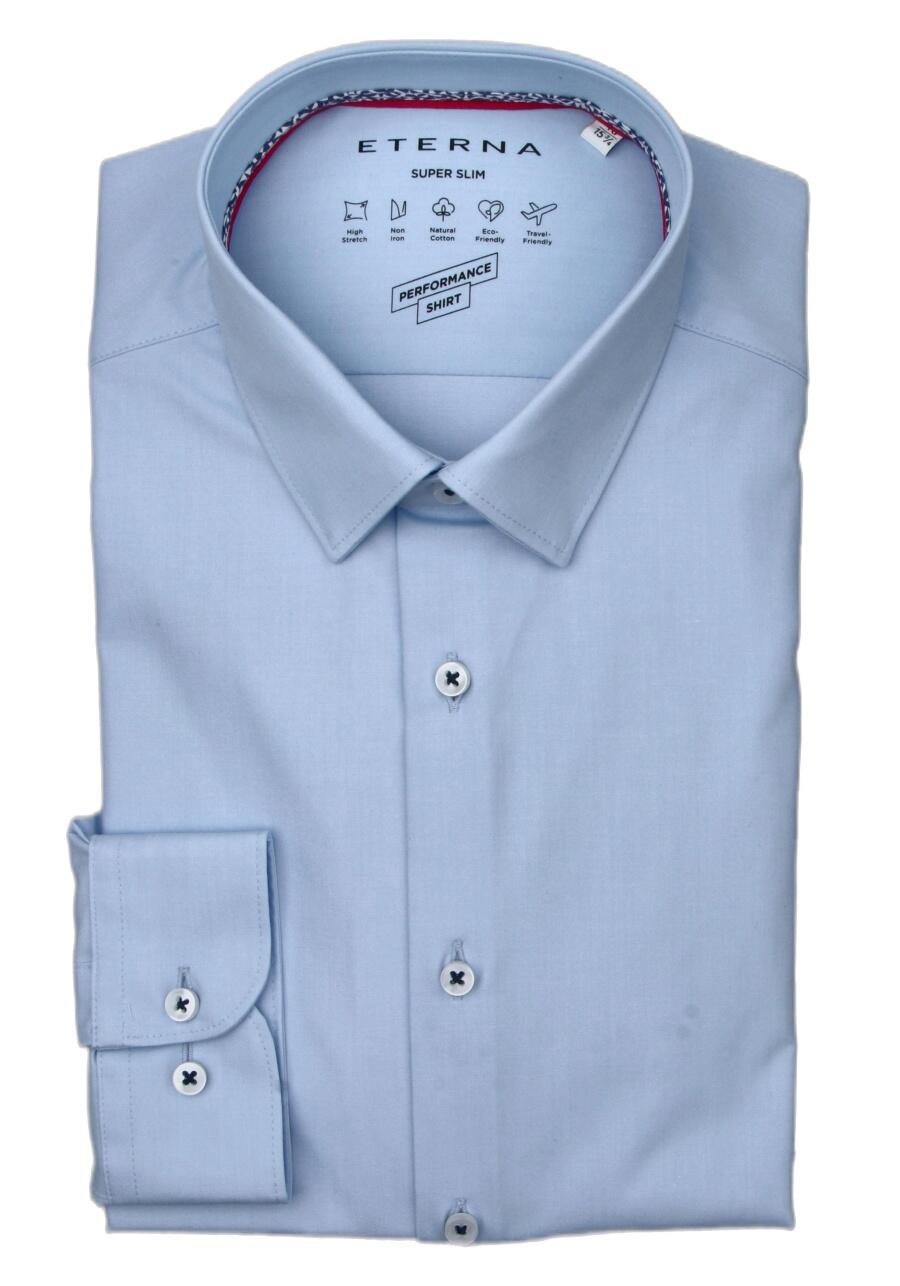 Produktbild fr 'ETERNA Super Slim Performance Hemd Langarm New Kent Kragen hellblau'