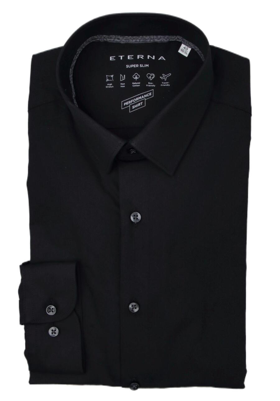 Produktbild fr 'ETERNA Super Slim Performance Hemd Langarm New Kent Kragen schwarz'