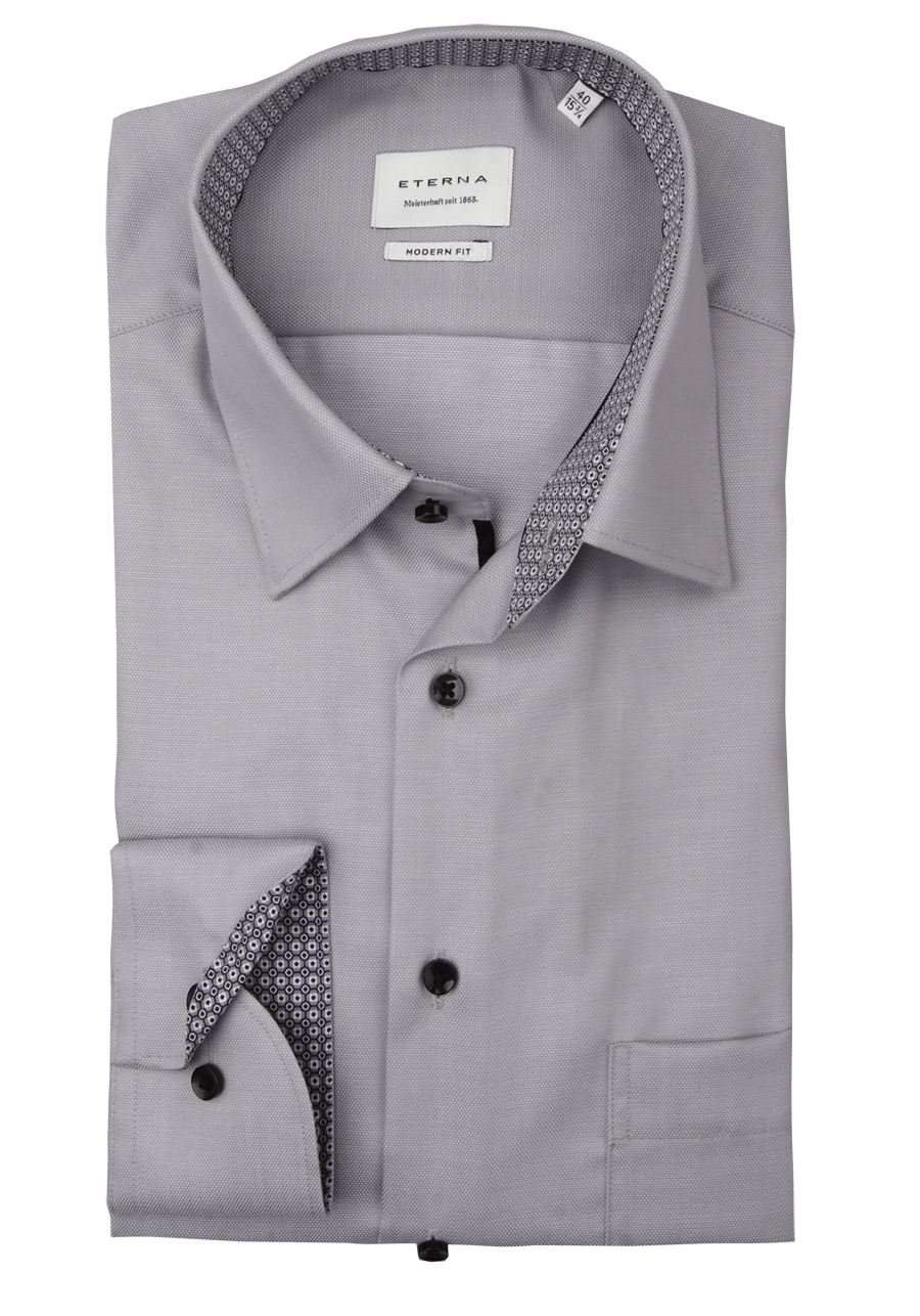 Produktbild f�r 'ETERNA Modern Fit Hemd Langarm New Kent Kragen Natte hellgrau'