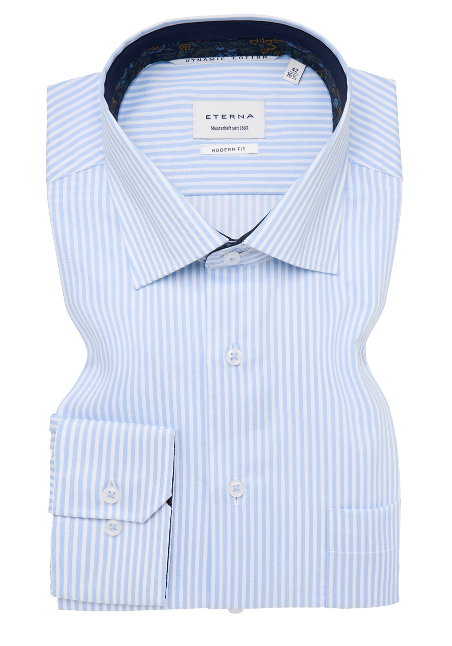 Produktbild f�r 'ETERNA Modern Fit Dynamic Cotton Hemd Langarm Twill Streifen hellblau'