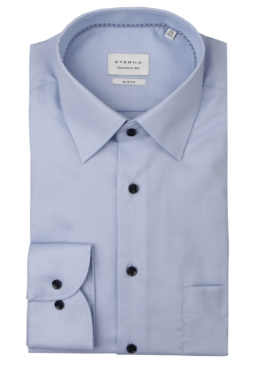 Produktbild fr 'ETERNA Slim Fit Hemd Langarm New Kent Kragen Fil a Fil hellblau'