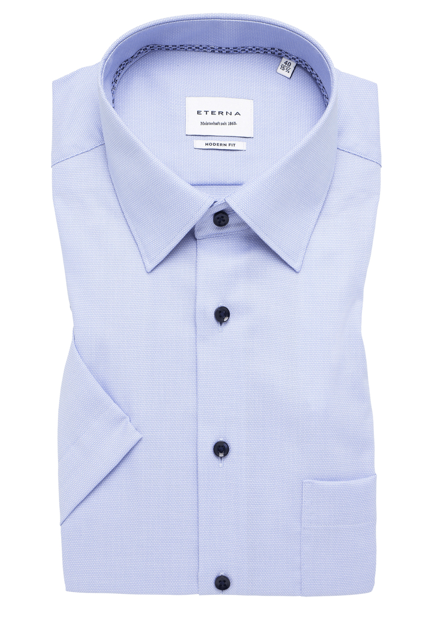Produktbild f�r 'ETERNA Modern Fit Hemd Halbarm New Kent Kragen Fil a Fil hellblau'