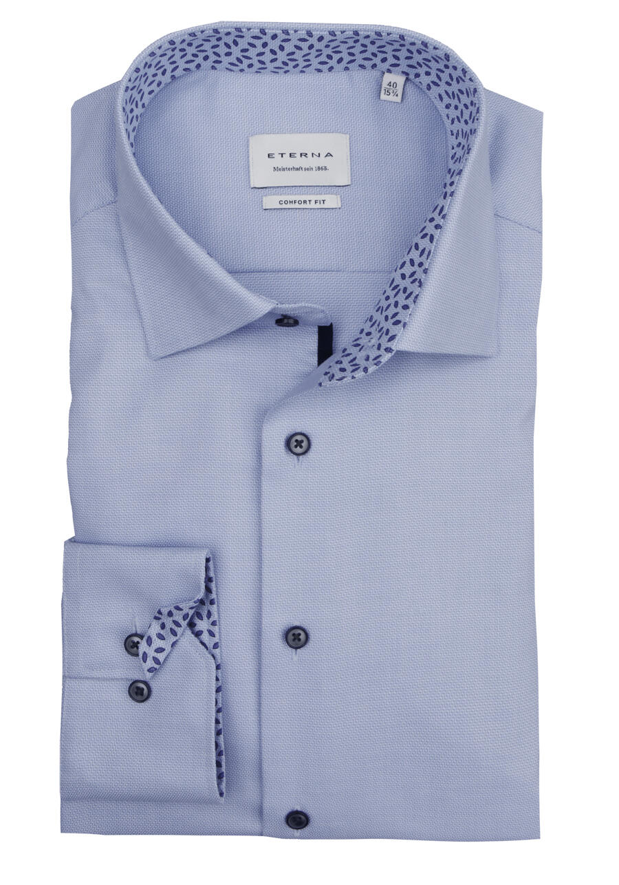 Produktbild fr 'ETERNA Comfort Fit Hemd extra langer Arm New Kent Kragen Struktur hellblau'