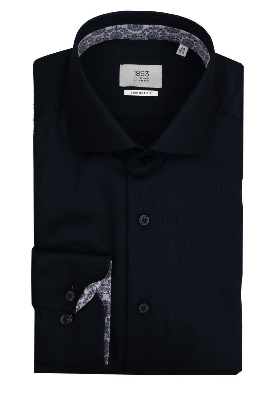 Produktbild fr 'ETERNA Comfort Fit Hemd Langarm New Kent Kragen Twill nachtblau'