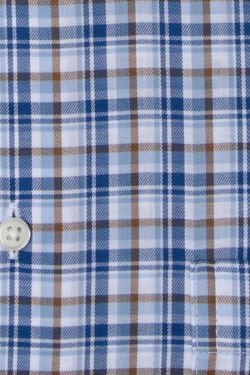 Produktbild fr 'ETERNA Comfort Fit Hemd Langarm Button Down Kragen Karo blau'