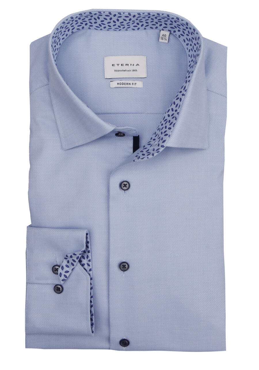 Produktbild fr 'ETERNA Modern Fit Hemd Langarm New Kent Kragen Struktur hellblau'