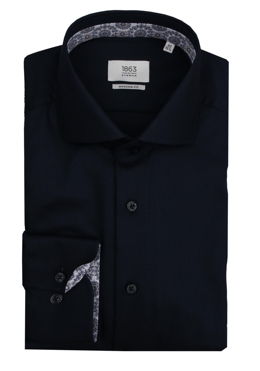 Produktbild fr 'ETERNA Modern Fit Hemd Langarm New Kent Kragen Twill nachtblau'