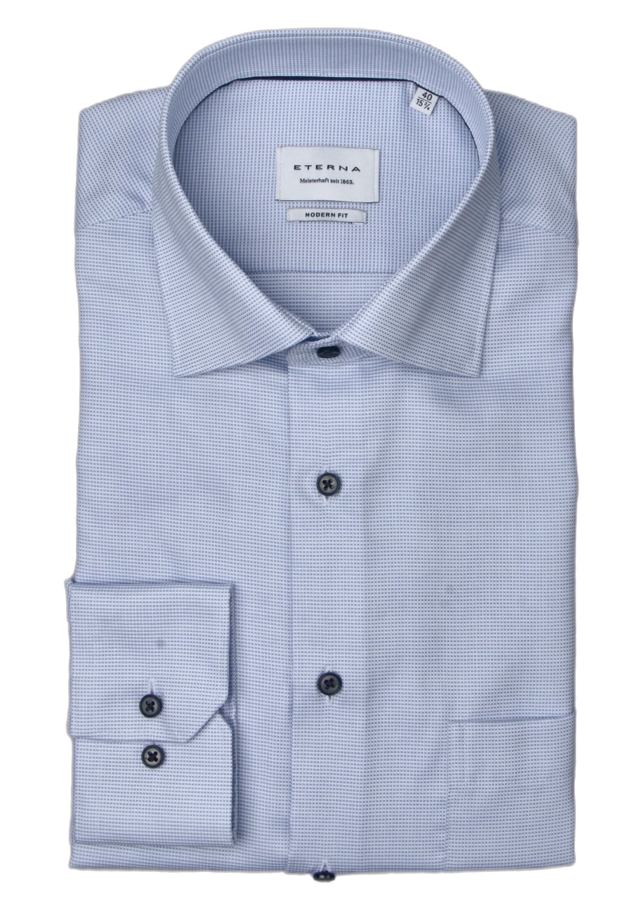 Produktbild fr 'ETERNA Modern Fit Hemd Langarm New Kent Kragen Struktur hellblau'