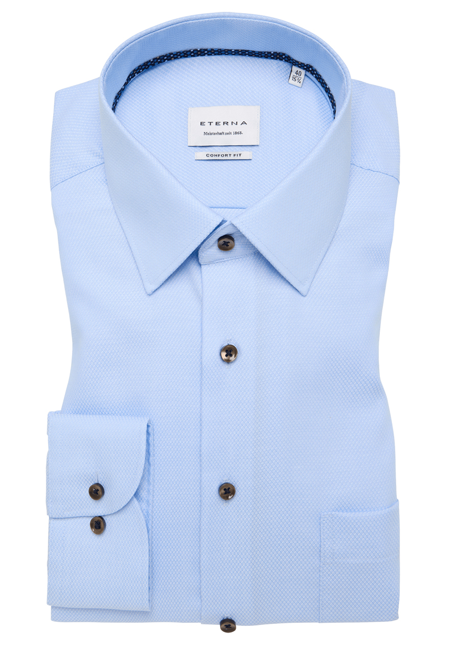 Produktbild f�r 'ETERNA Comfort Fit Hemd super langer Arm New Kent Kragen Struktur hellblau'