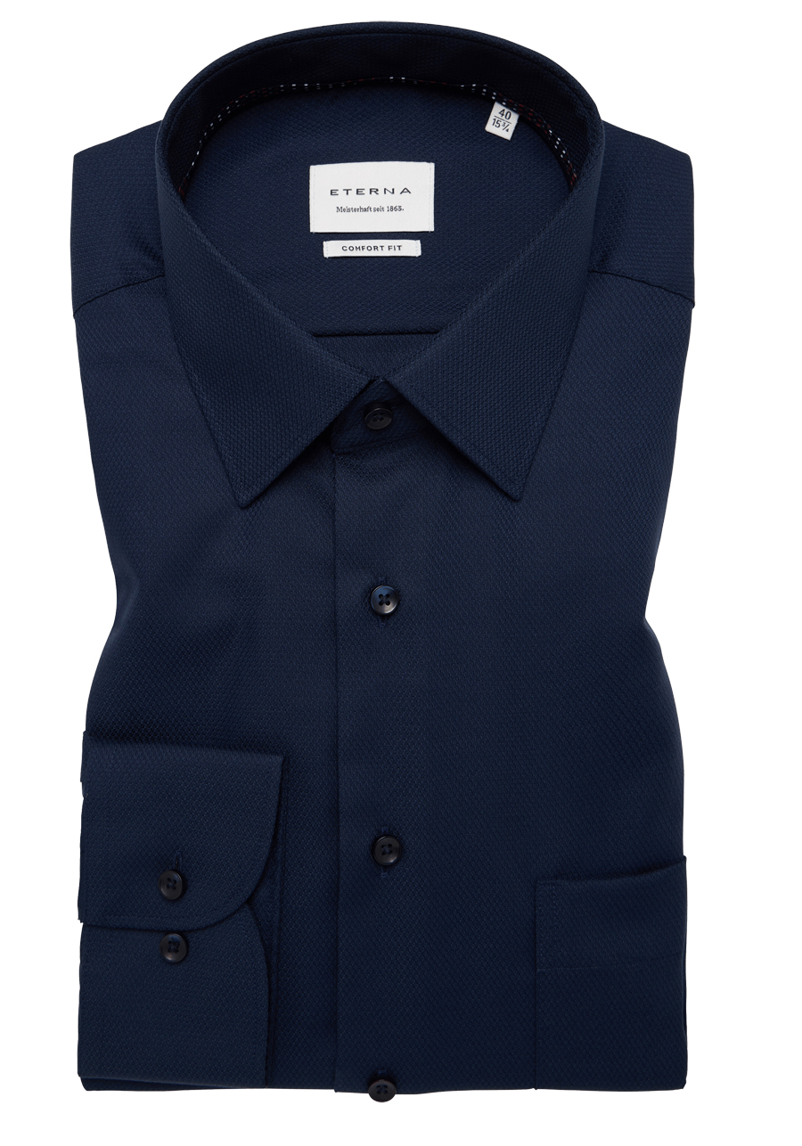 Produktbild f�r 'ETERNA Comfort Fit Hemd super langer Arm New Kent Kragen Struktur nachtblau'