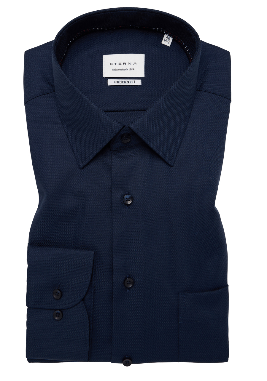 Produktbild f�r 'ETERNA Modern Fit Hemd super langer Arm langer Arm New Kent Kragen Struktur nachtblau'