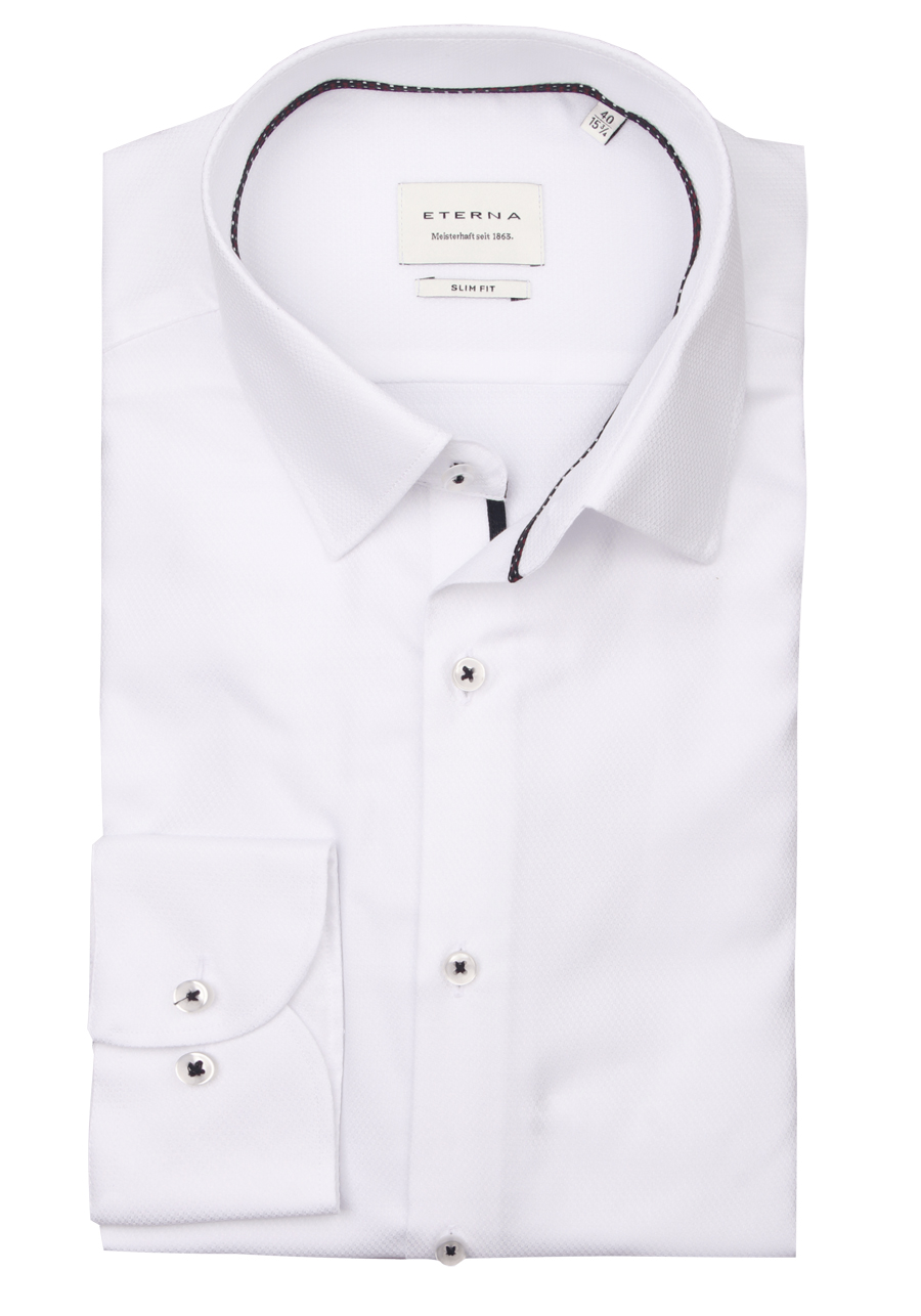 Produktbild f�r 'ETERNA Slim Fit Hemd extra langer Arm New Kent Kragen Struktur wei�'