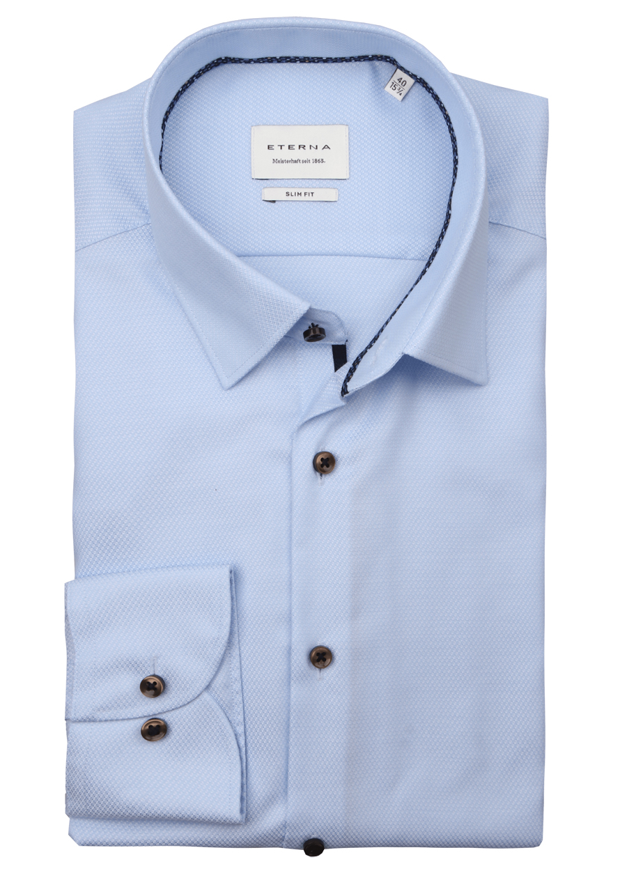 Produktbild f�r 'ETERNA Slim Fit Hemd extra langer Arm New Kent Kragen Struktur hellblau'