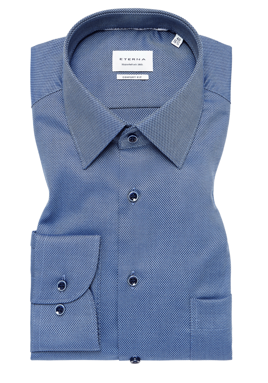 Produktbild fr 'ETERNA Comfort Fit Dynamic Cotton Hemd Langarm Struktur dunkelblau'