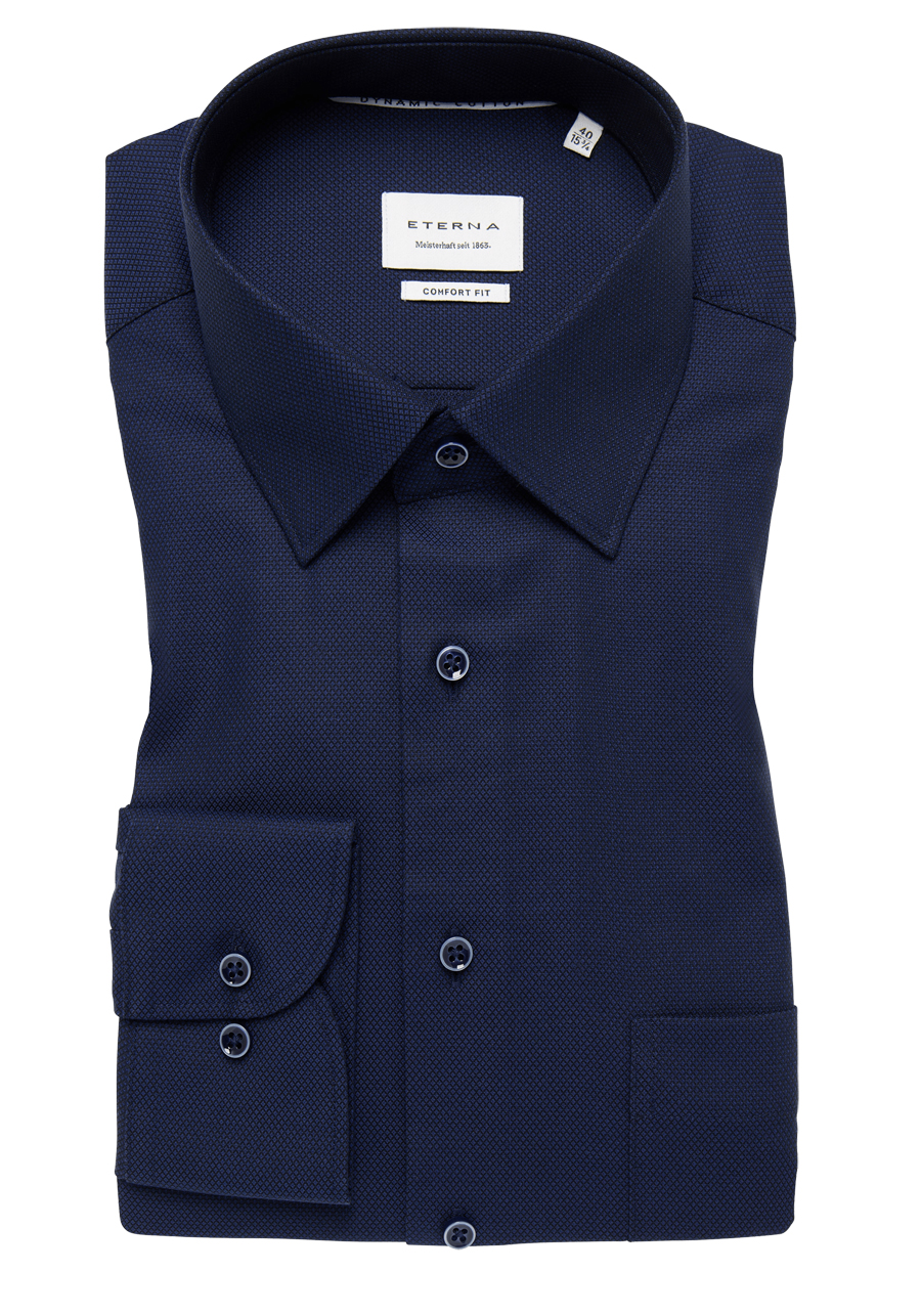 Produktbild fr 'ETERNA Comfort Fit Dynamic Cotton Hemd Langarm Struktur dunkelblau'