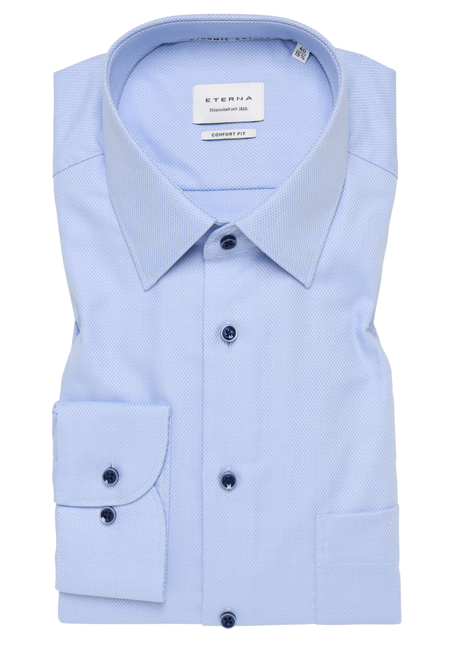 Produktbild fr 'ETERNA Comfort Fit Dynamic Cotton Hemd Langarm Struktur hellblau'