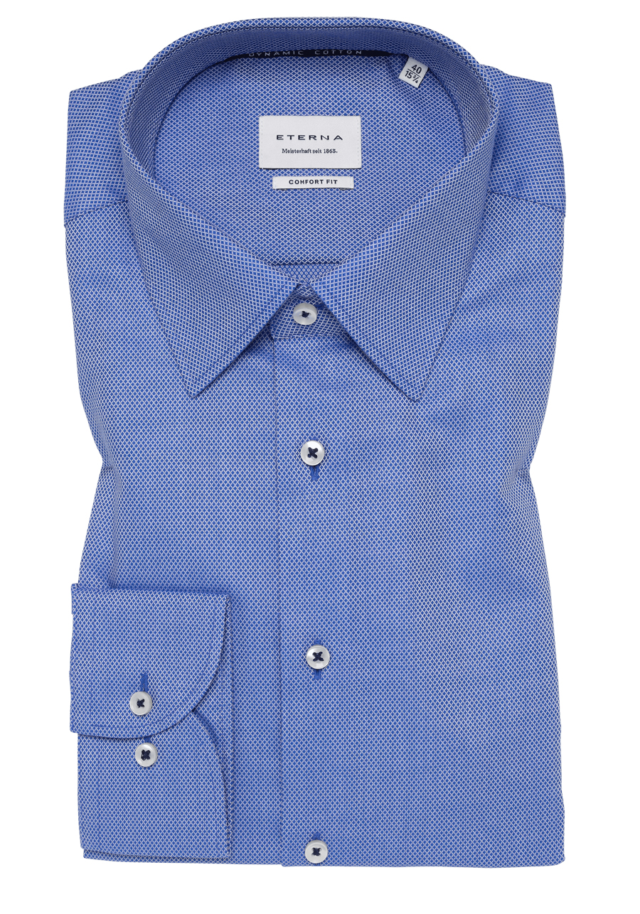 Produktbild f�r 'ETERNA Comfort Fit Dynamic Cotton Hemd Langarm Struktur mittelblau'