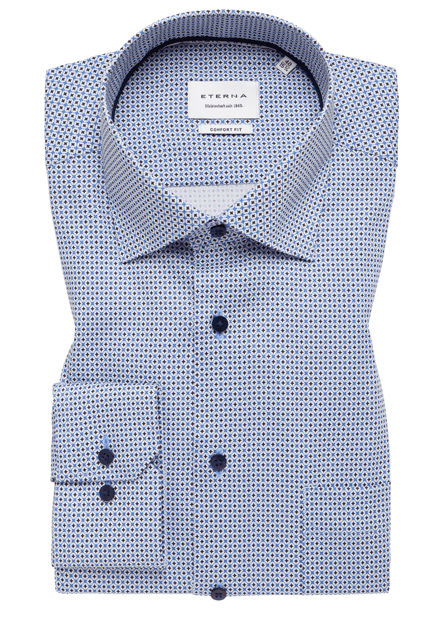 Produktbild f�r 'ETERNA Comfort Fit Dynamic Cotton Hemd super langer Arm Muster blau'