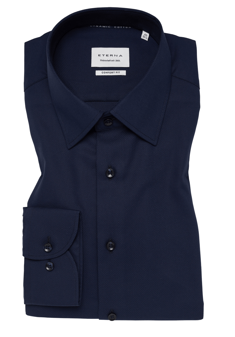 Produktbild f�r 'ETERNA Comfort Fit Dynamic Cotton Hemd super langer Arm Struktur nachtblau'