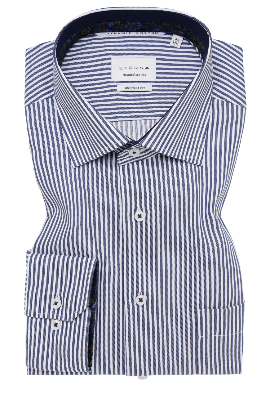 Produktbild f�r 'ETERNA Comfort Fit Dynamic Cotton Hemd super langer Arm Twill Streifen dunkelblau'