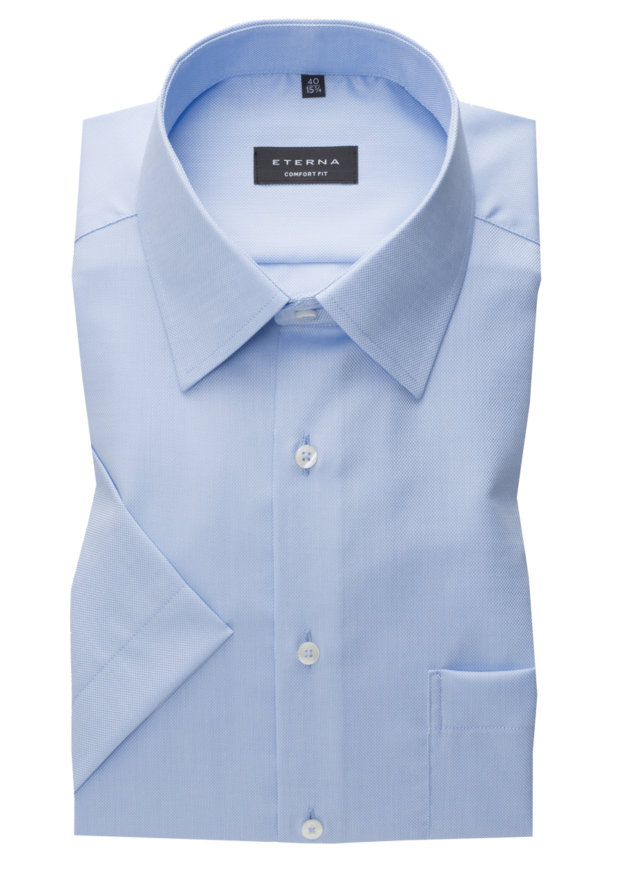 Produktbild fr 'ETERNA Comfort Fit Hemd Halbarm New Kent Kragen Natte hellblau'