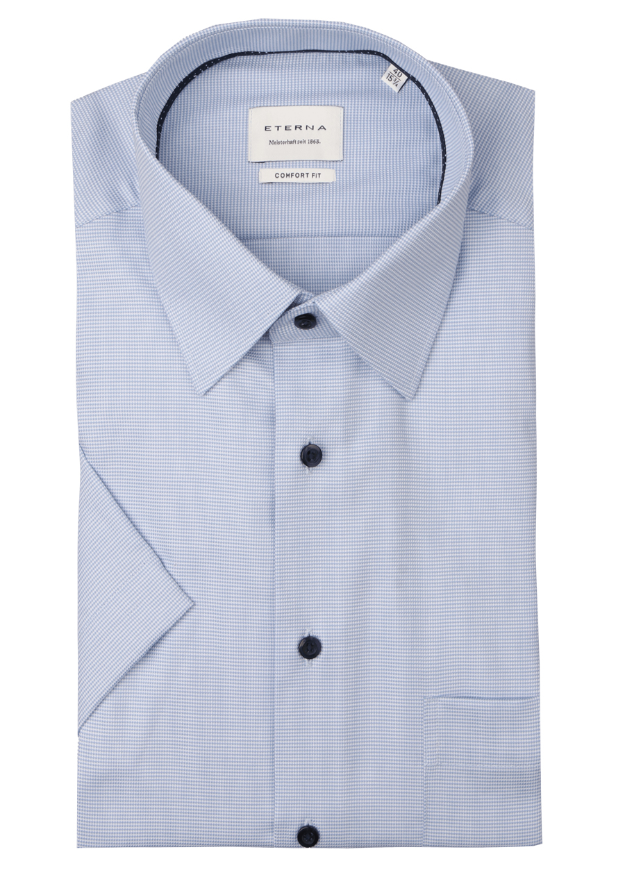 Produktbild fr 'ETERNA Comfort Fit Hemd Halbarm New Kent Kragen Struktur hellblau'