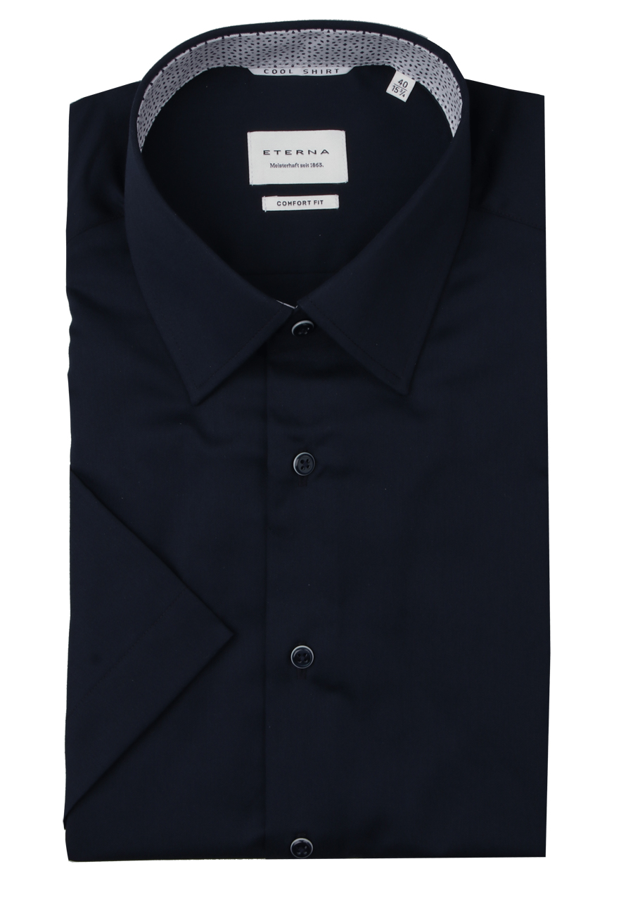 Produktbild f�r 'ETERNA Comfort Fit Hemd Halbarm New Kent Kragen Twill nachtblau'