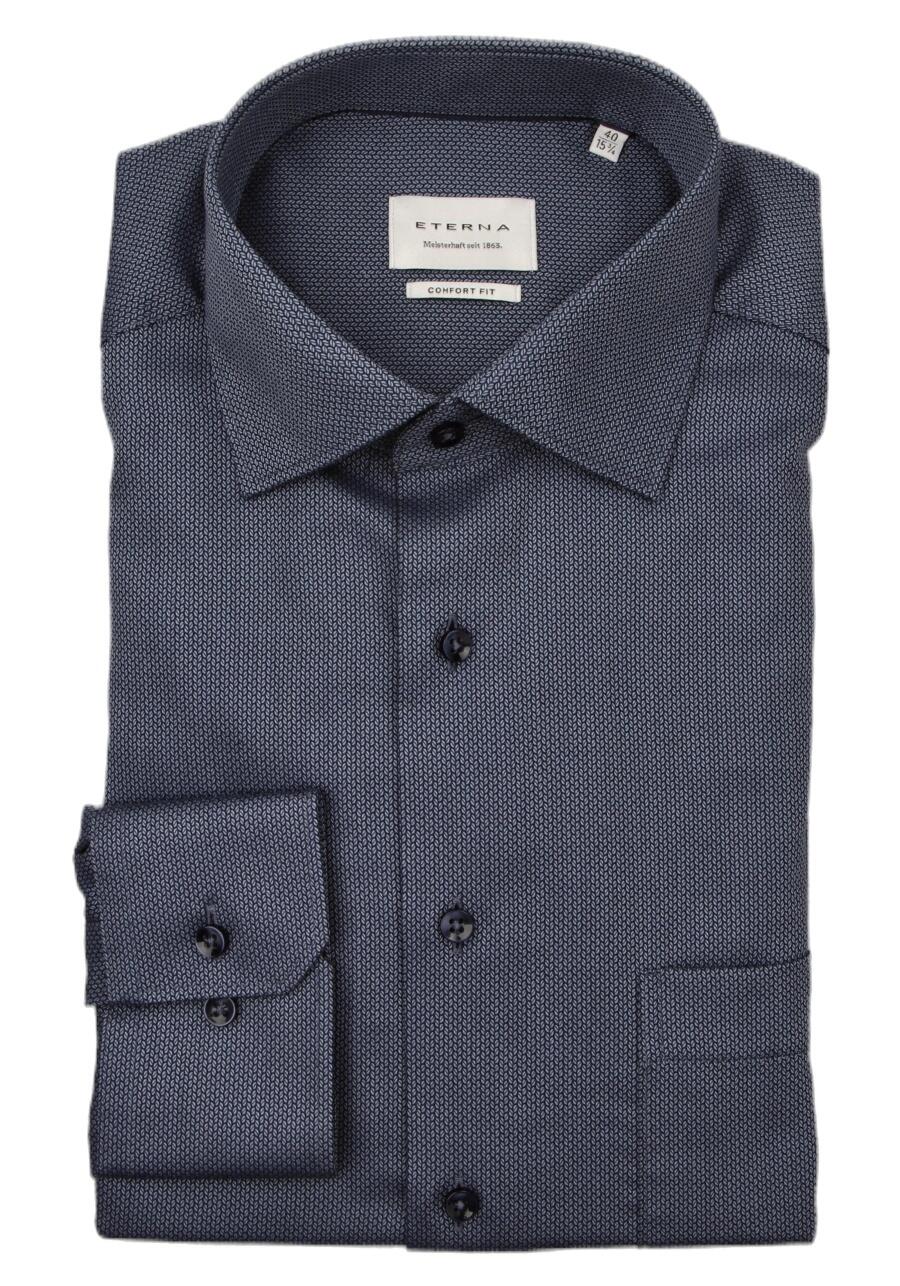 Produktbild fr 'ETERNA Comfort Fit Hemd Langarm Haifischkragen Muster blau'