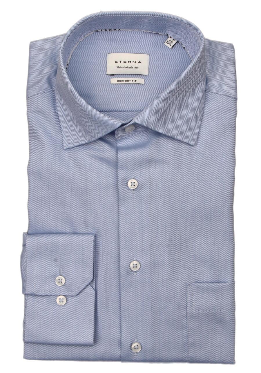 Produktbild fr 'ETERNA Comfort Fit Hemd Langarm New Kent Kragen Fischgrat hellblau'