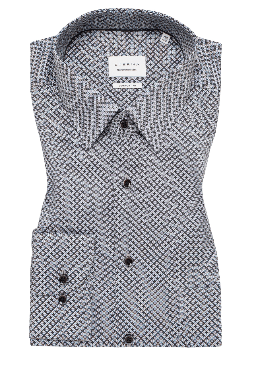 Produktbild fr 'ETERNA Comfort Fit Hemd Langarm New Kent Kragen Muster graun'