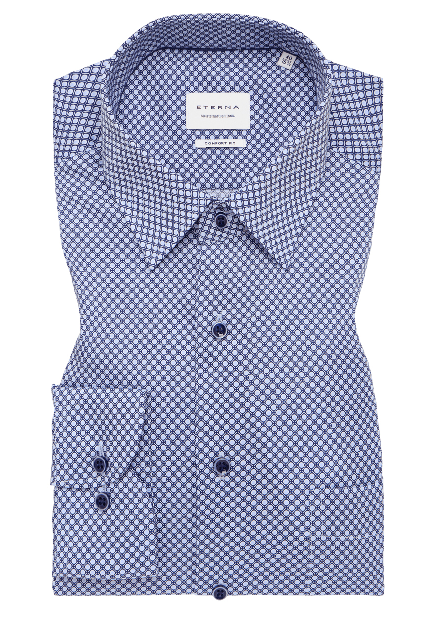 Produktbild fr 'ETERNA Comfort Fit Hemd Langarm New Kent Kragen Muster hellblau'