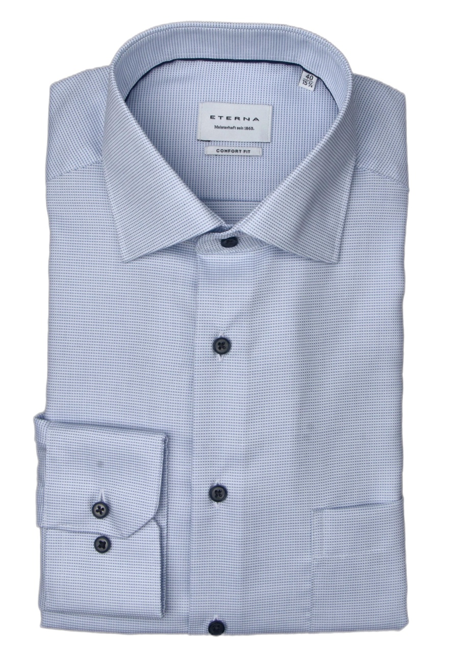 Produktbild fr 'ETERNA Comfort Fit Hemd Langarm New Kent Kragen Struktur hellblau'