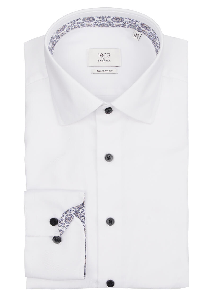 Produktbild fr 'ETERNA Comfort Fit Hemd Langarm New Kent Kragen Twill wei'