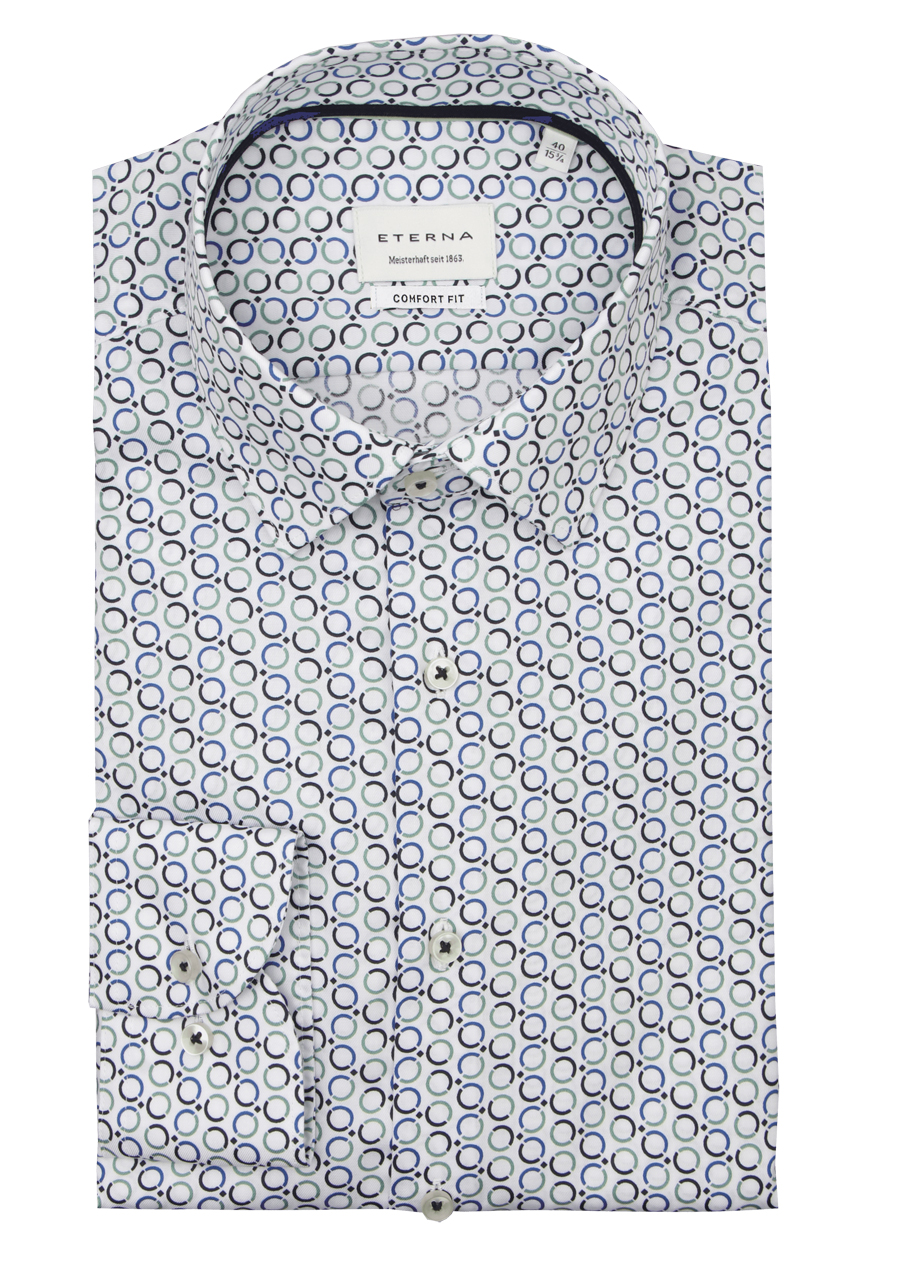 Produktbild f�r 'ETERNA Comfort Fit Hemd extra langer Arm New Kent Kragen Twill Muster blau'
